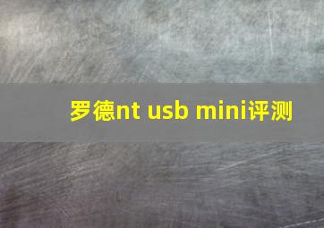 罗德nt usb mini评测